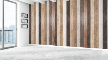 Modern parlak iç. 3D render