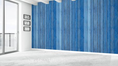 Modern parlak iç. 3D render