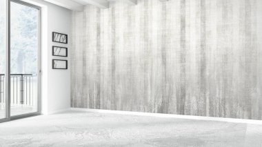 Modern parlak iç. 3D render