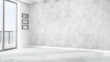 Modern parlak iç. 3D render