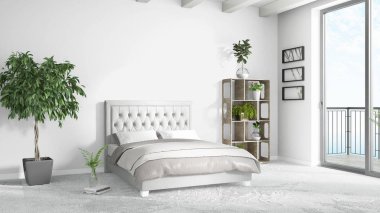 Modern parlak iç. 3D render