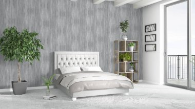 Modern parlak iç. 3D render