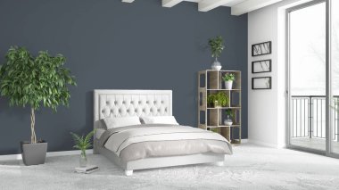 Modern parlak iç. 3D render