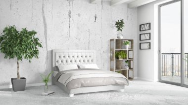 Modern parlak iç. 3D render