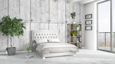 Modern parlak iç. 3D render