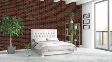 Modern parlak iç. 3D render