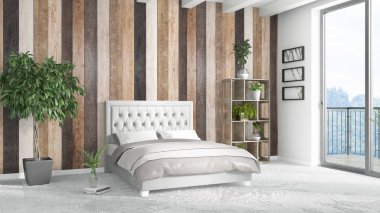 Modern parlak iç. 3D render