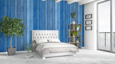 Modern parlak iç. 3D render