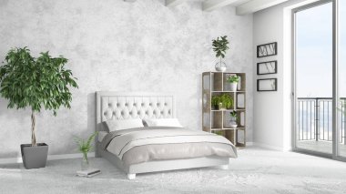 Modern parlak iç. 3D render