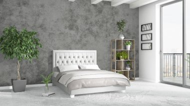 Modern parlak iç. 3D render