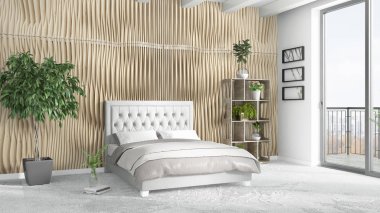 Modern parlak iç. 3D render