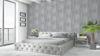 Modern parlak iç. 3D render