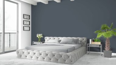 Modern parlak iç. 3D render