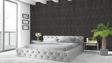 Modern parlak iç. 3D render