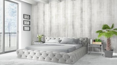 Modern parlak iç. 3D render