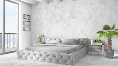 Modern parlak iç. 3D render