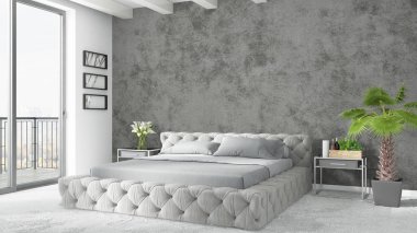 Modern parlak iç. 3D render