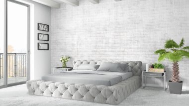 Modern parlak iç. 3D render