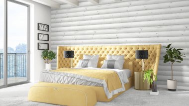 Modern parlak iç. 3D render