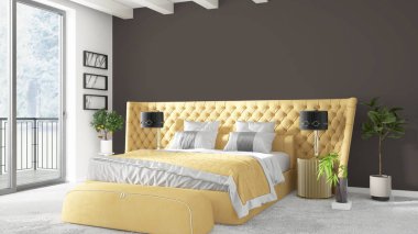 Modern parlak iç. 3D render