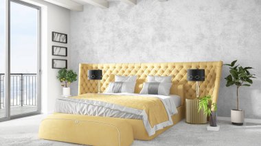 Modern parlak iç. 3D render