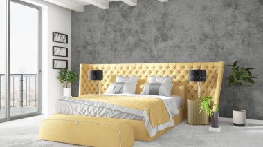 Modern parlak iç. 3D render