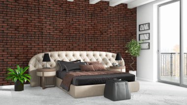 Modern parlak iç. 3D render