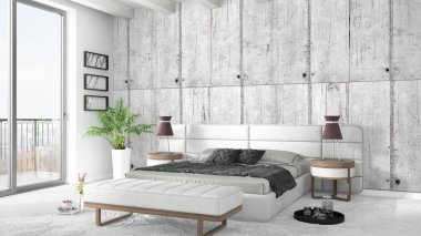 Modern parlak iç. 3D render