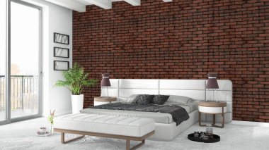 Modern parlak iç. 3D render