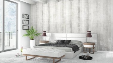 Modern parlak iç. 3D render