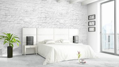 Modern parlak iç. 3D render