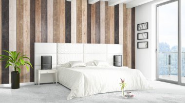 Modern parlak iç. 3D render