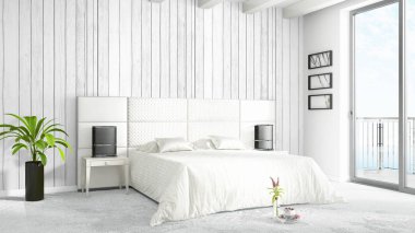 Modern parlak iç. 3D render