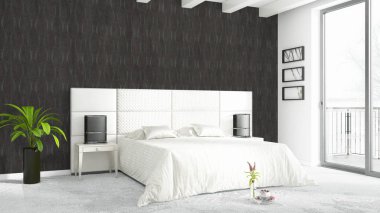 Modern parlak iç. 3D render