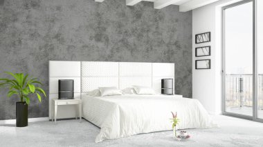 Modern parlak iç. 3D render