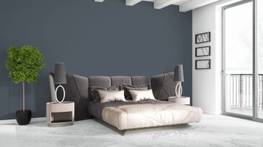 Modern parlak iç. 3D render