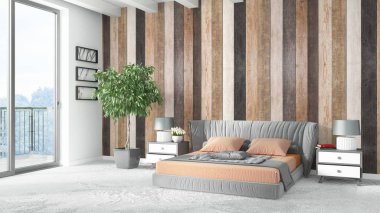 Modern parlak iç. 3D render