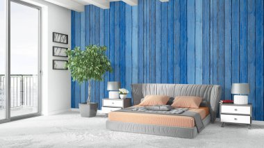 Modern parlak iç. 3D render