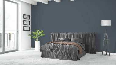 Modern parlak iç. 3D render