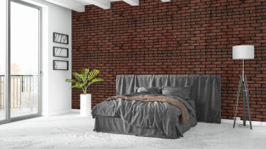 Modern parlak iç. 3D render