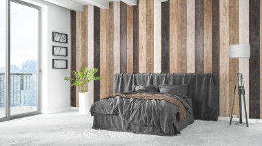 Modern parlak iç. 3D render