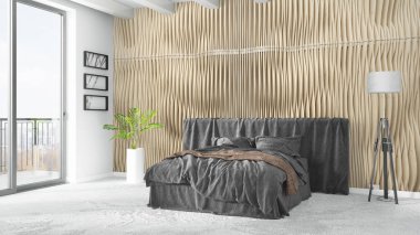 Modern parlak iç. 3D render