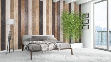 Modern parlak iç. 3D render