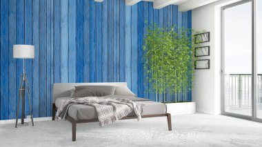 Modern parlak iç. 3D render