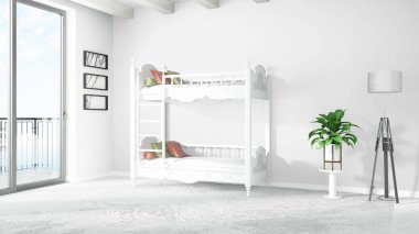 Modern parlak iç. 3D render