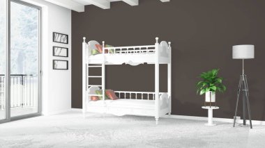 Modern parlak iç. 3D render