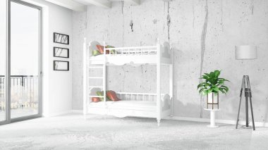 Modern parlak iç. 3D render