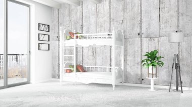 Modern parlak iç. 3D render