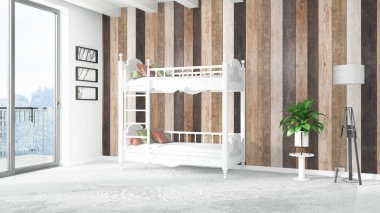 Modern parlak iç. 3D render