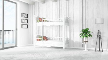 Modern parlak iç. 3D render